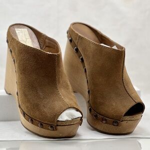 Pedro Garcia breon suede studded peep toe platforms